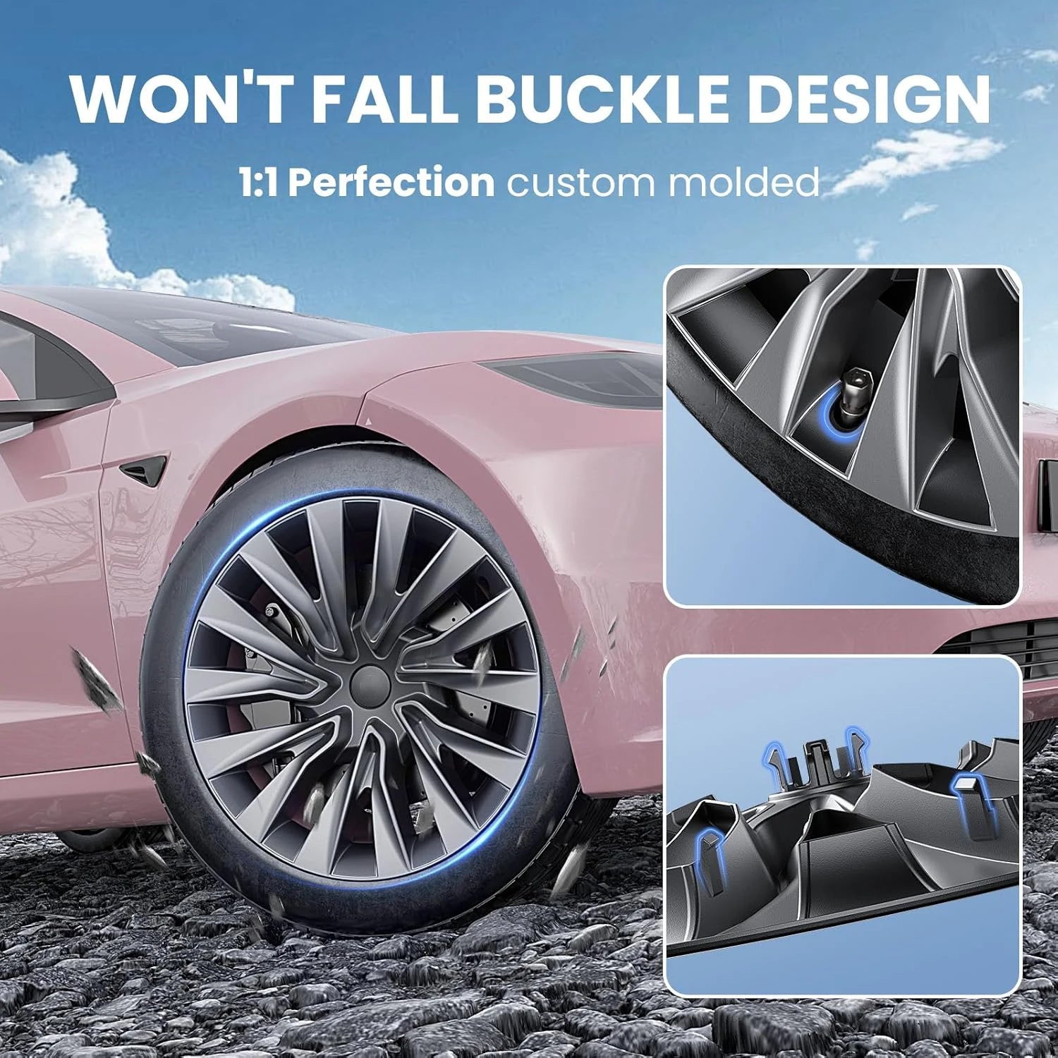 4PCS Tesla Model 3 Highland 18" Wheel Cover Hubcaps Turbine Style