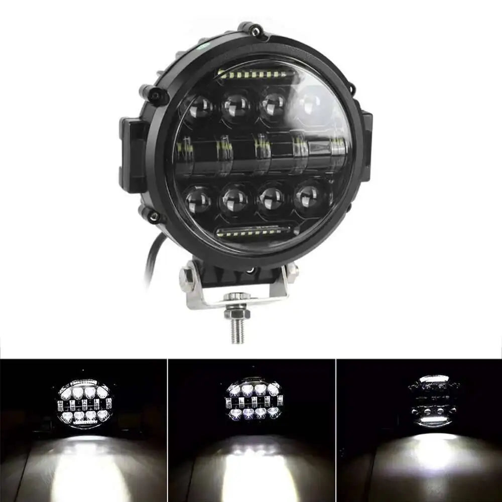 7 Inch 60W Round LED Work Light with DRL, High/Low Beam, IP68