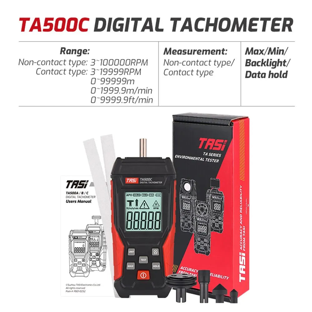 TA500A/B/C Digital Tachometer, Contact & Optical Options