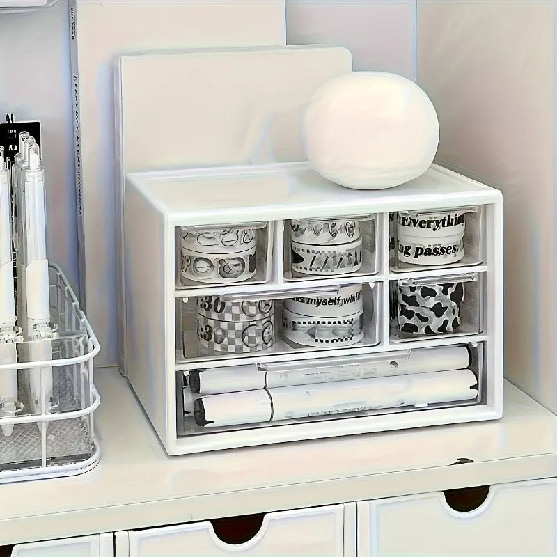 Organizer da scrivania a sei cassetti, bianco