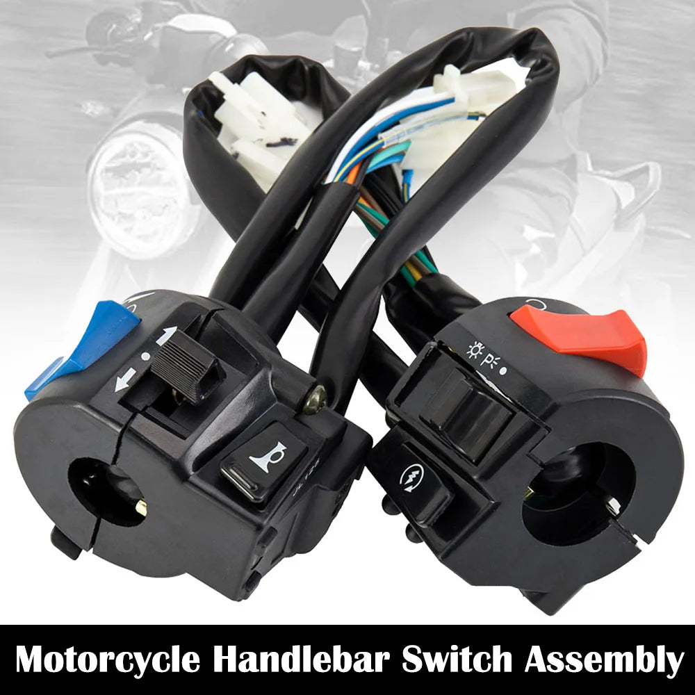Motorcycle Handlebar Switch for 7/8 Inch Bars, 12 V DC