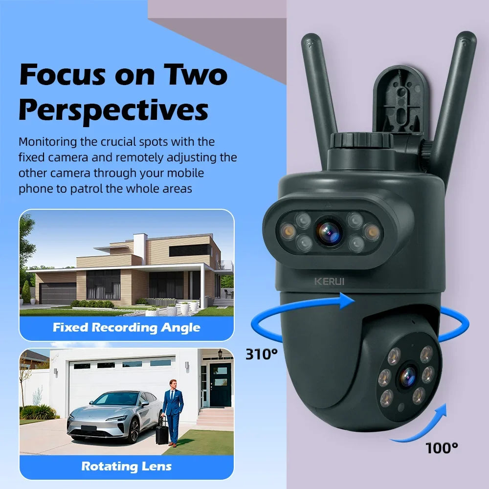 5K 10MP WiFi PTZ Outdoor Dual Lens Security Camera