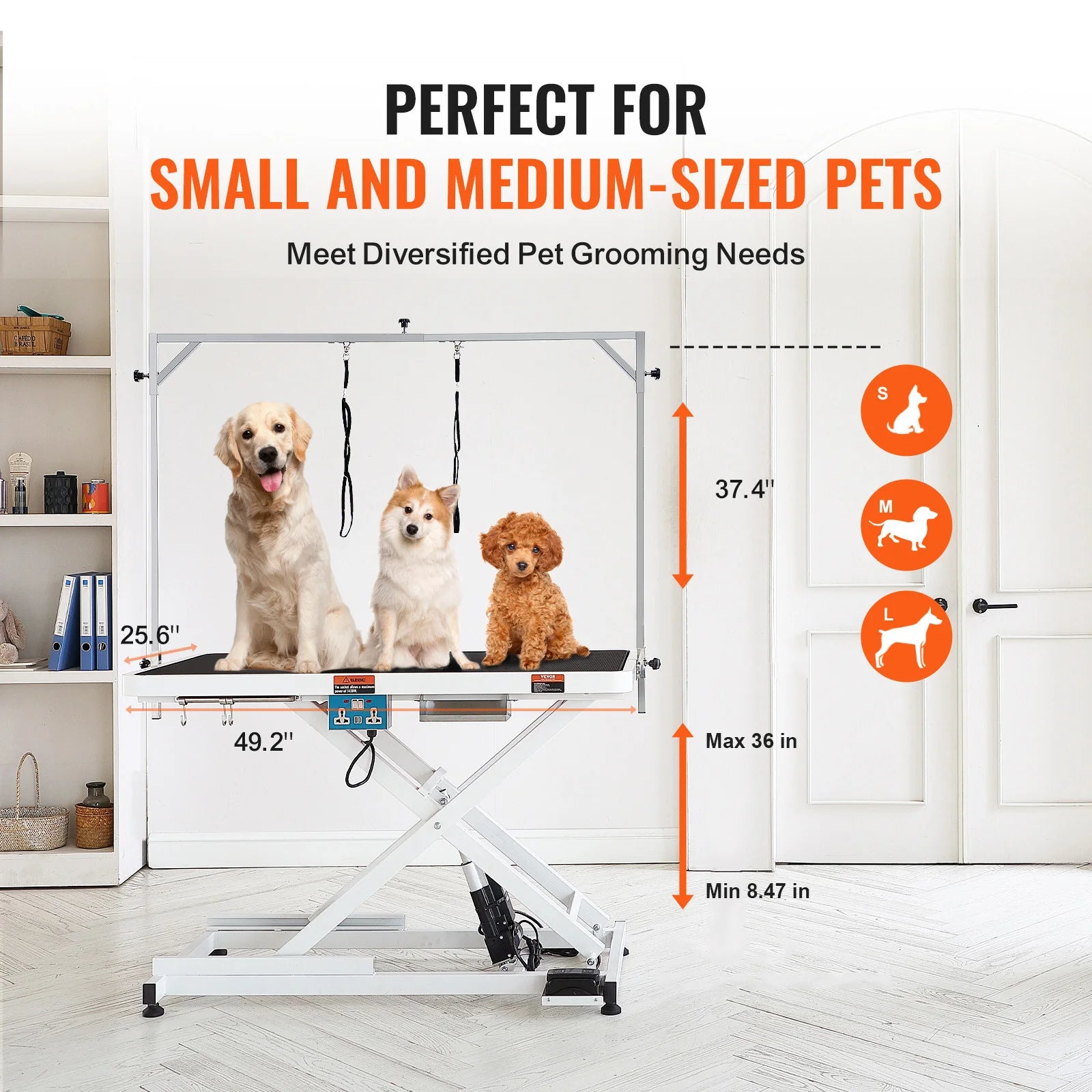Electric Pet Grooming Table with Adjustable Arm for Large Dogs