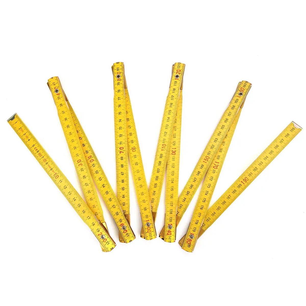 Wooden Carpenter Folding Ruler, 2 m, Double-Sided Metric Scale