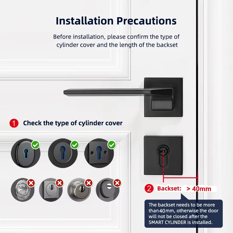 RAYKUBE L12 Tuya BLE Fingerprint Cylinder Digital Door Lock With 60/70 mm Adjustable Cylinder length Password/Key/Tuya APP Unlok