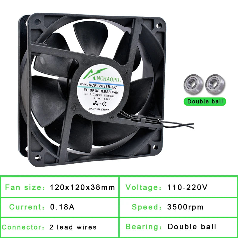 60mm 70mm 80mm 92mm 120mm 140mm Fan EC Brushless Cooling Fan AC 110V 120V 220V 240V for Cabinet Frequency Converter