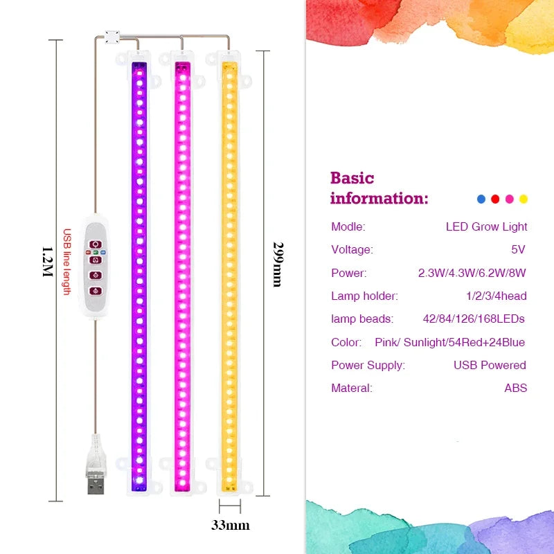 30 cm USB LED Plant Light Bars, 1–4 Bar Options