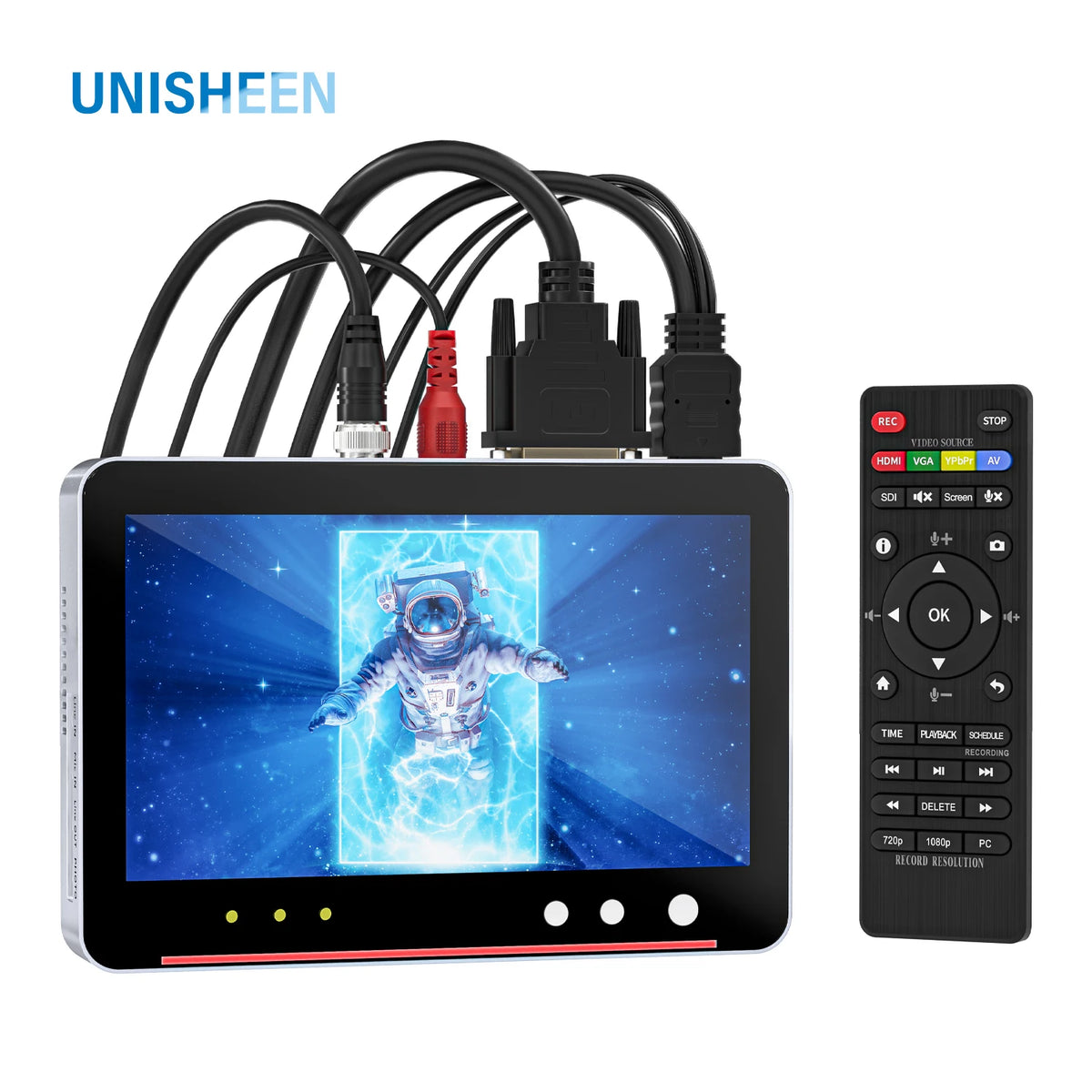 UNISHEEN HD Video Capture Box 2 Channel HDMI Picture-in-Picture Video Recorder with Screen MP4 Support SD Card U Disk Storage 10