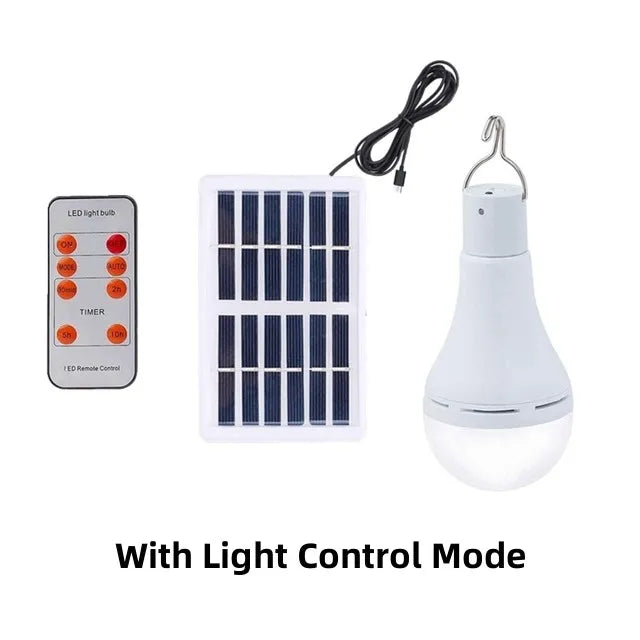 Lampadina LED solare da esterno, impermeabile, con telecomando e timer, lampada solare da giardino da appendere, luce di emergenza per escursionismo, campeggio e pesca