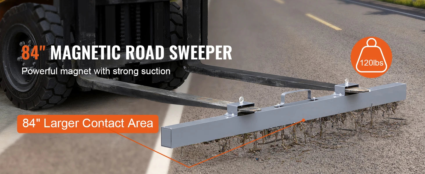 15" Rolling Magnetic Sweeper with Wheels for Nails & Metal Debris