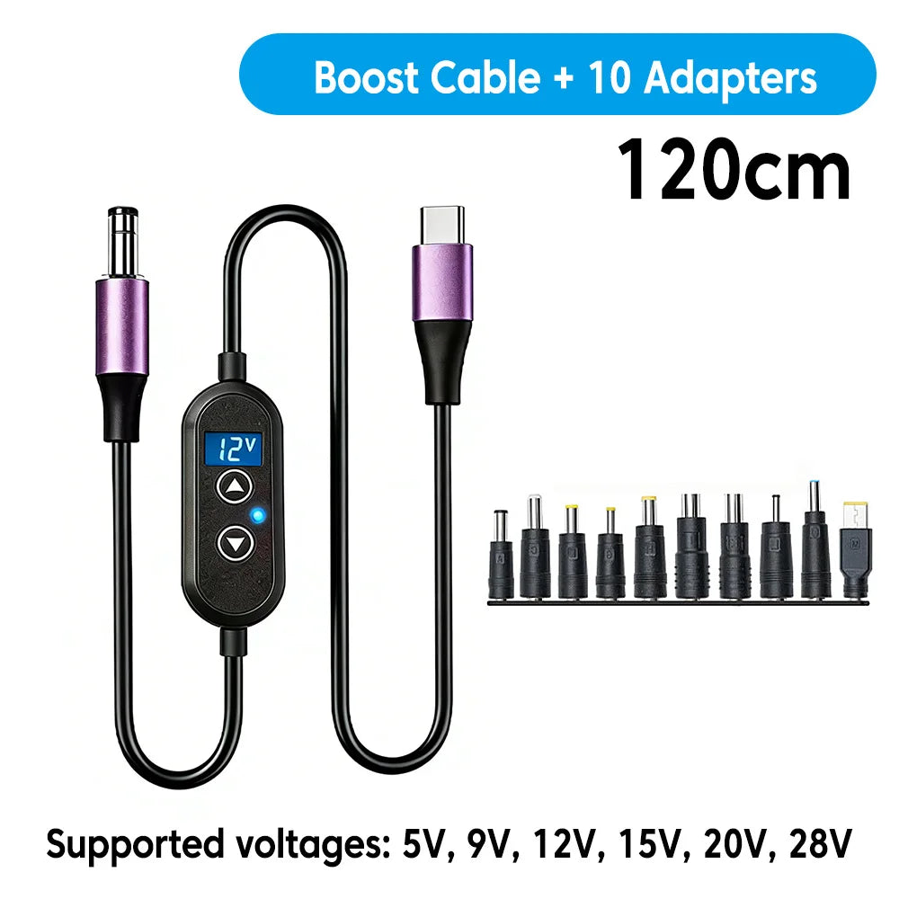 USB-C PD to DC Adjustable Power Cable