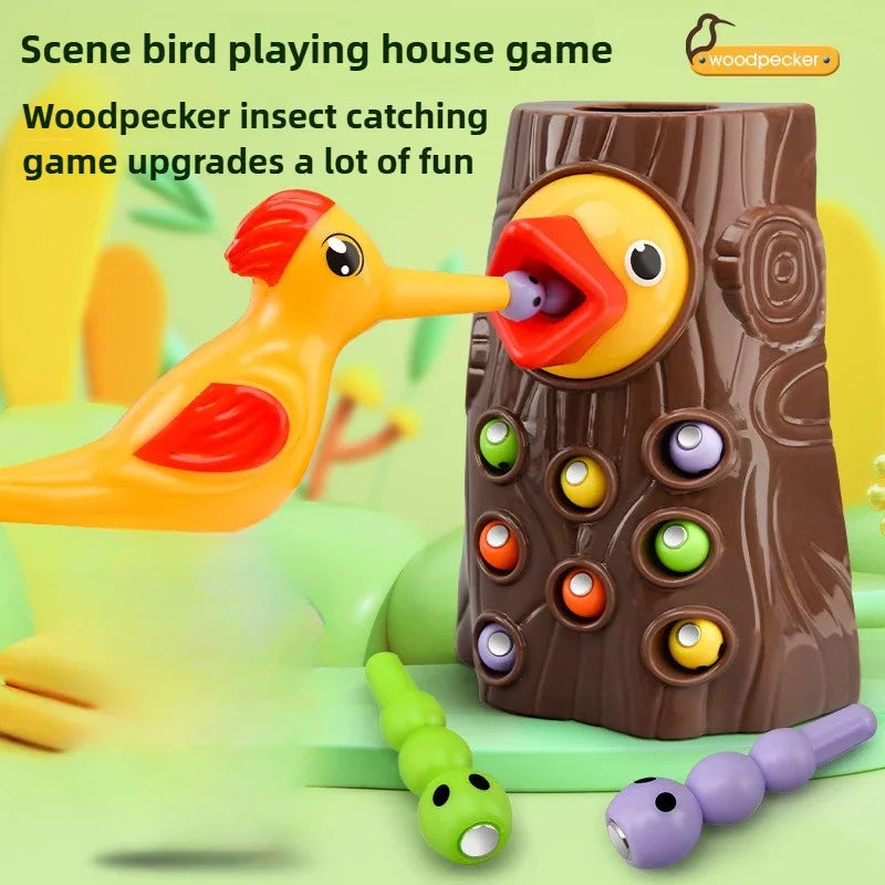Woodpecker Toys Fishing Catching Insects Small Game Bird Catching Insects Magnetic Puzzle Early Education Training Exercise Toys