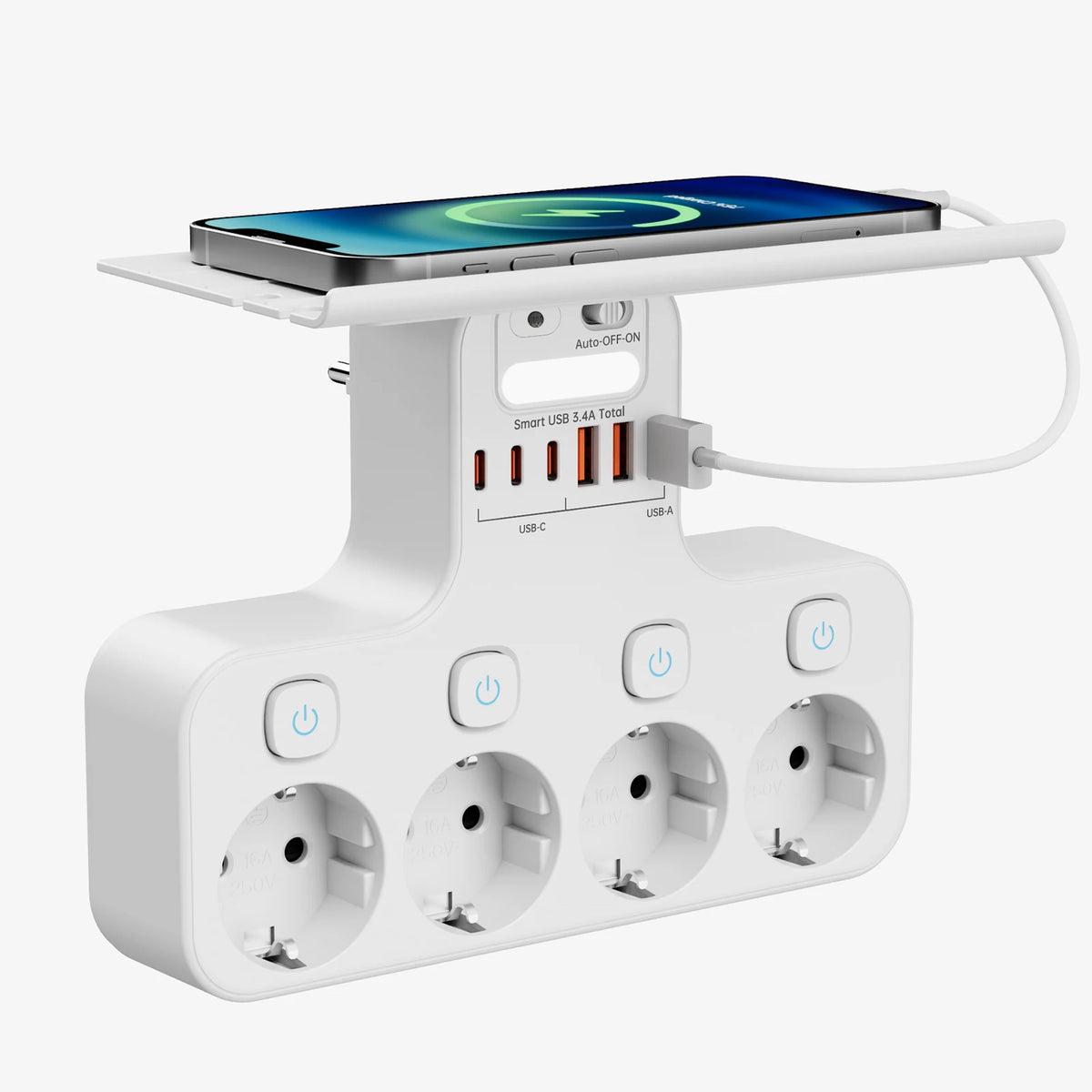 EU Switched Socket Adapter with USB-C
