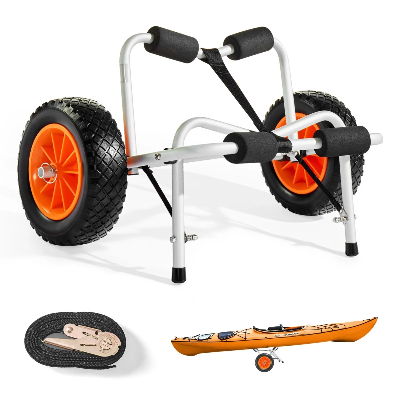 Foldable Kayak Cart with 10in Solid Tires & 250 lb Capacity