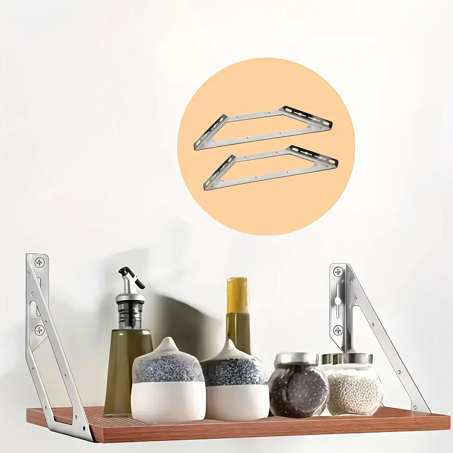 4 Extra-Large Stainless Steel Corner Brackets for Furniture