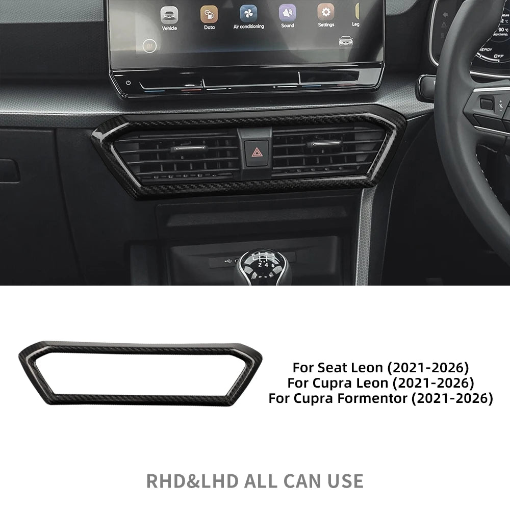 Real Hard Carbon Fiber Center Console Air Outlet Trim for Cupra Leon