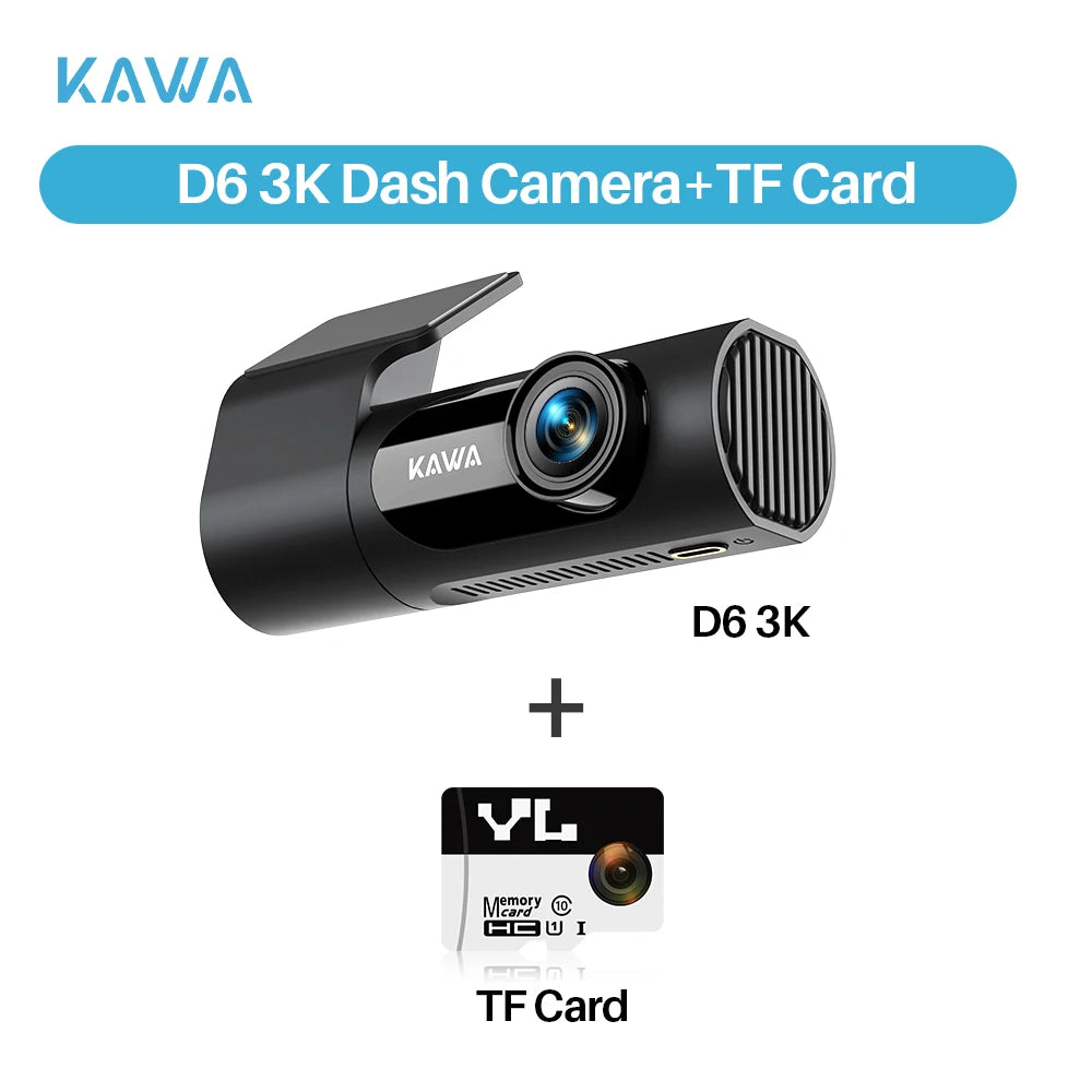 Dash cam KAWA D6 3K Video Recorder Car Dash Camera for AUTO, Car DVR Voice Control,Night Vision Dashcam Upgrade