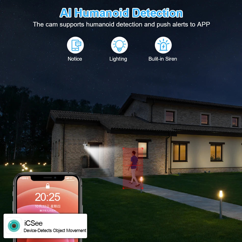 6MP PTZ WiFi IP Camera Dual Lens Dual Screen Outdoor Security Camera