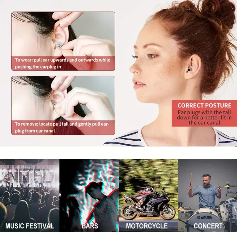 HUAK High Fidelity Silicone Ear Plugs for Noise Cancelling Washable Reusable Musicians Motorcycles Sleeping Work, Study, Swim