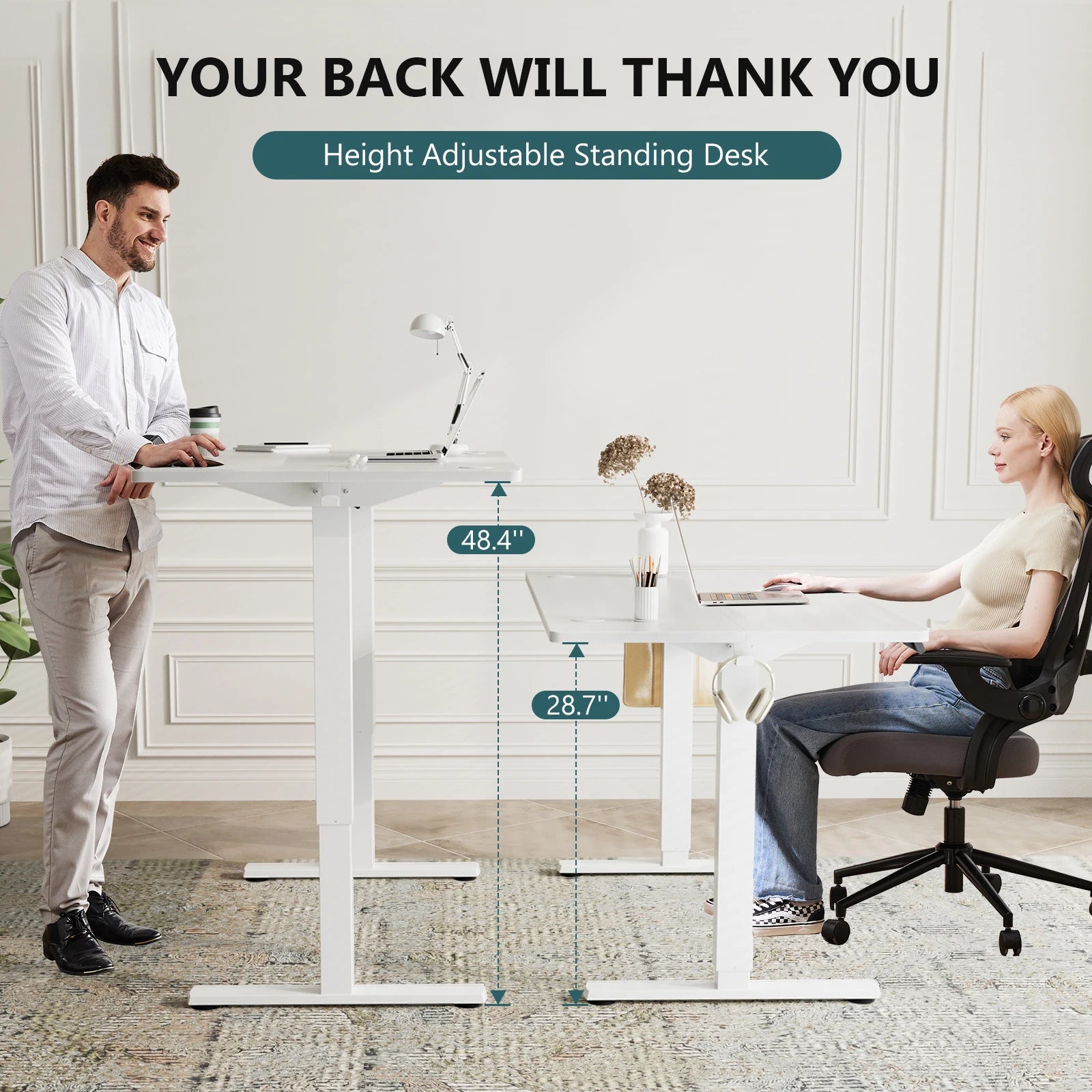 Electric Height Adjustable Standing Desk 63x24 Sit Stand Workstation