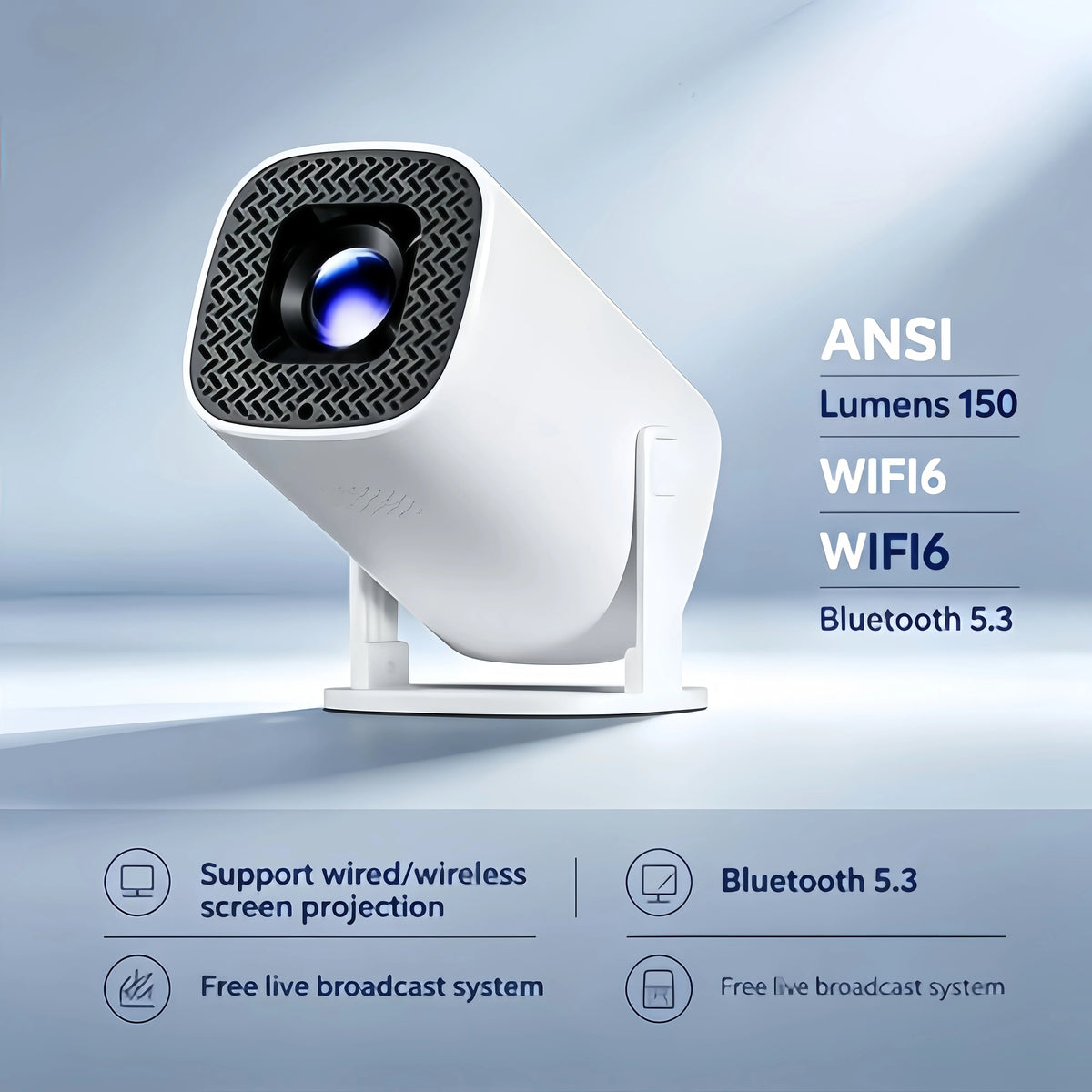 Portable 720p Projector with Wireless Casting