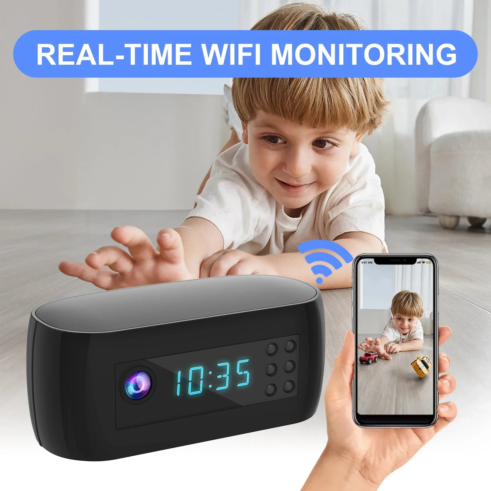 Full HD 1080P Mini Wifi Camera Clock Night Vision Wireless Control IR View Camcorder Home Surveillance Monitor Video Monitor Cam