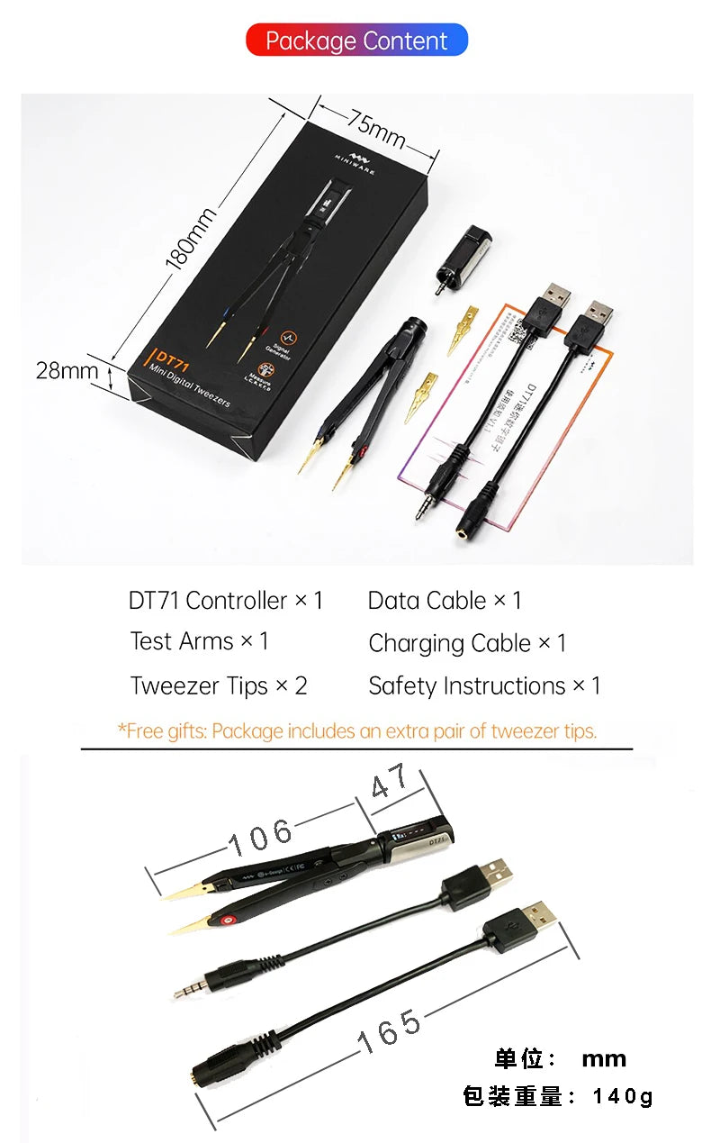Pinzas de medición SMD digitales DT71