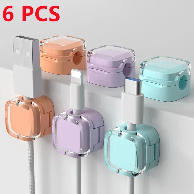 New Macron Colorful Magnetic Clip Cable Smooth Adjustable Acrylic Universal Cable Winder Under Desk Management Wire Keeper Cable
