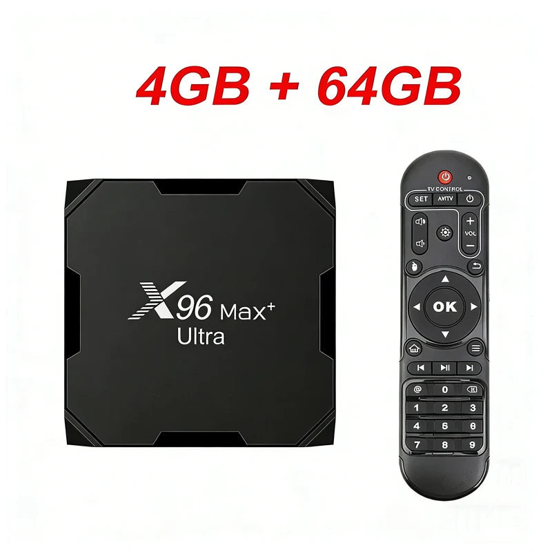 X96 Max+ Ultra Smart TV Box Amlogic S905X4 Quad Core 4GB RAM 32GB/64GB ROM Android 11.0 2.4G 5G WiFi BT4.X 1 4K 8K AV1 H.265 HEVC Video Decoder Home Media Player Set Top Box