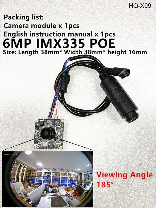 Módulo de cámara IP mini 4K en placa 38x38 mm