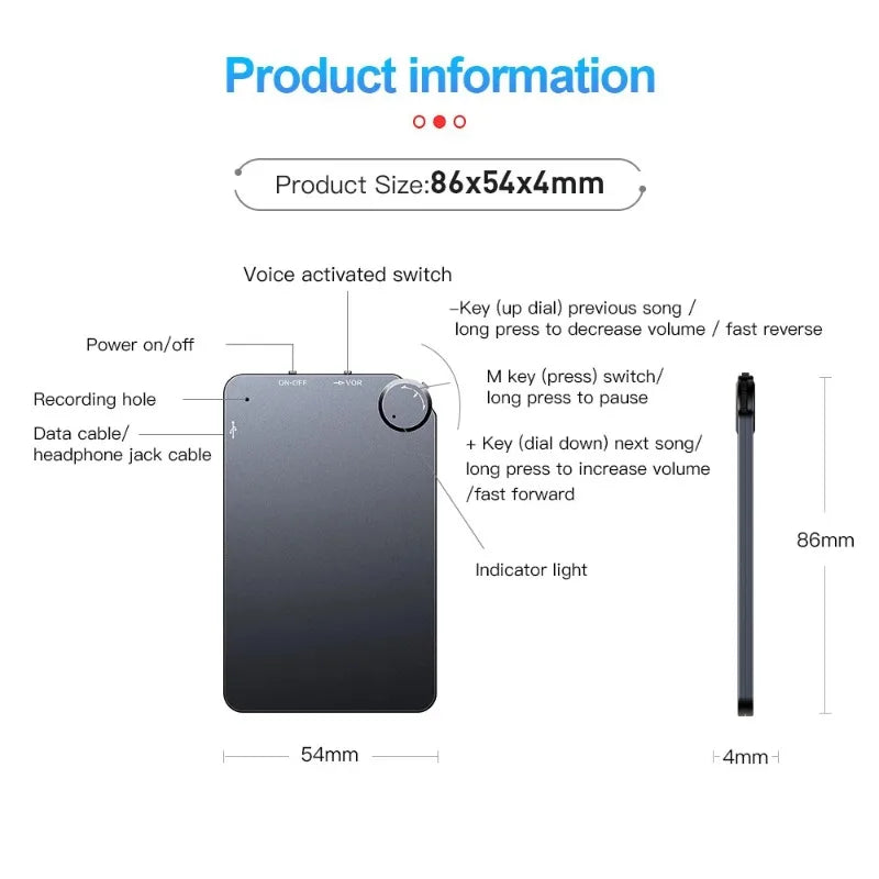 150 Hour Ultra-thin Card Digtal Voice Recorder Oculta 4-64GB Mini Activated Professional Sound Record Flash Drive Dictaphone MP3