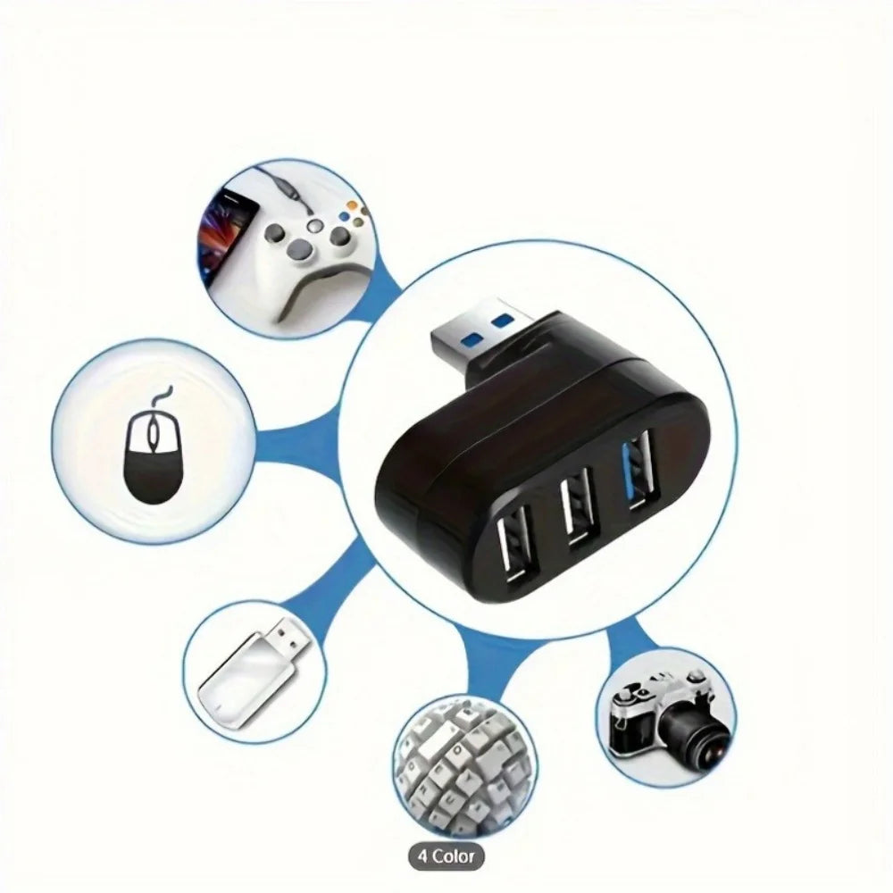 Drehbarer USB-2.0-Hub mit drei Anschlüssen