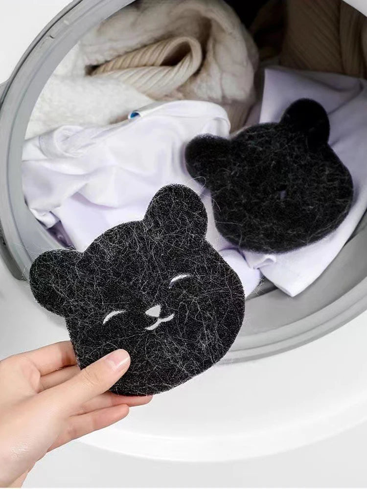2 /4 Sets Of Household Pet Hair Remover, Machine Washed Bear Sticky Sponge, Reusable, Suitable For Washing Machine, Dryer, Black
