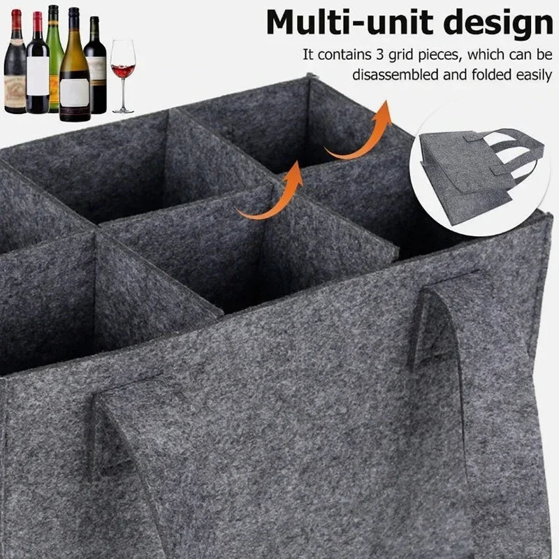 Felt Bottle Carrier with Six Compartments