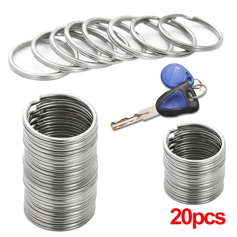 20/100pcs Metal Blank Keyring Keychain Split Rings Keyfob Key Rings Lobster Clasp Key Chain Key Pendant Stainless Steel Rings