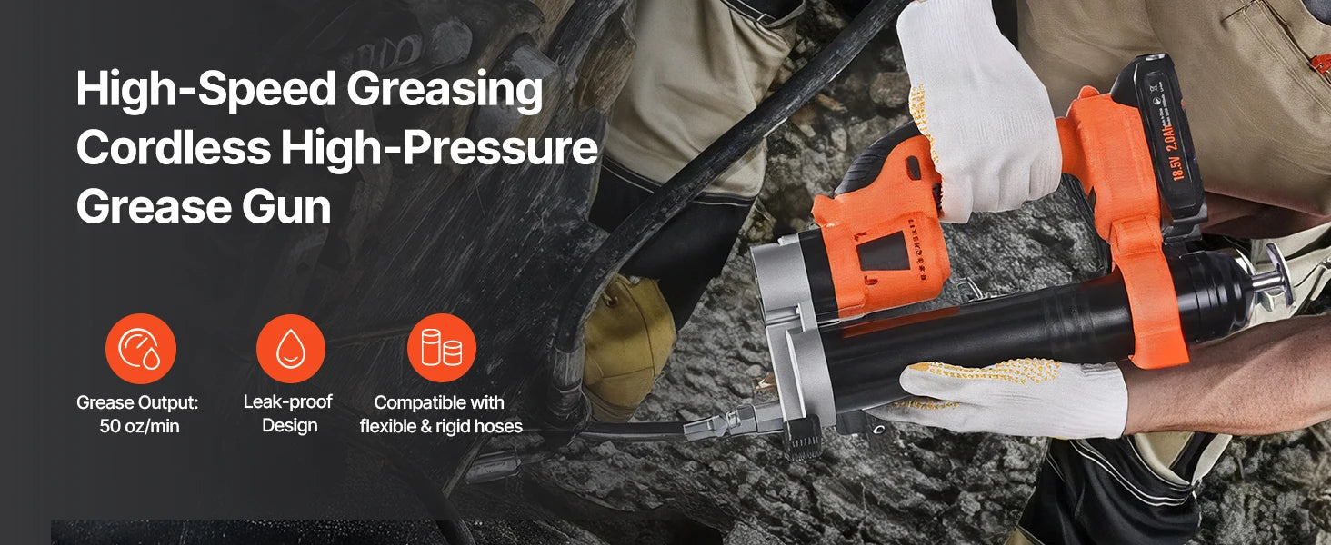 SucceBuy 8000 PSI-es vezeték nélküli zsírzógép 35,4 inch(es) tömlővel, autókarbantartási, akkumulátoros, 18V-s energiájú zsírzás járművekhez