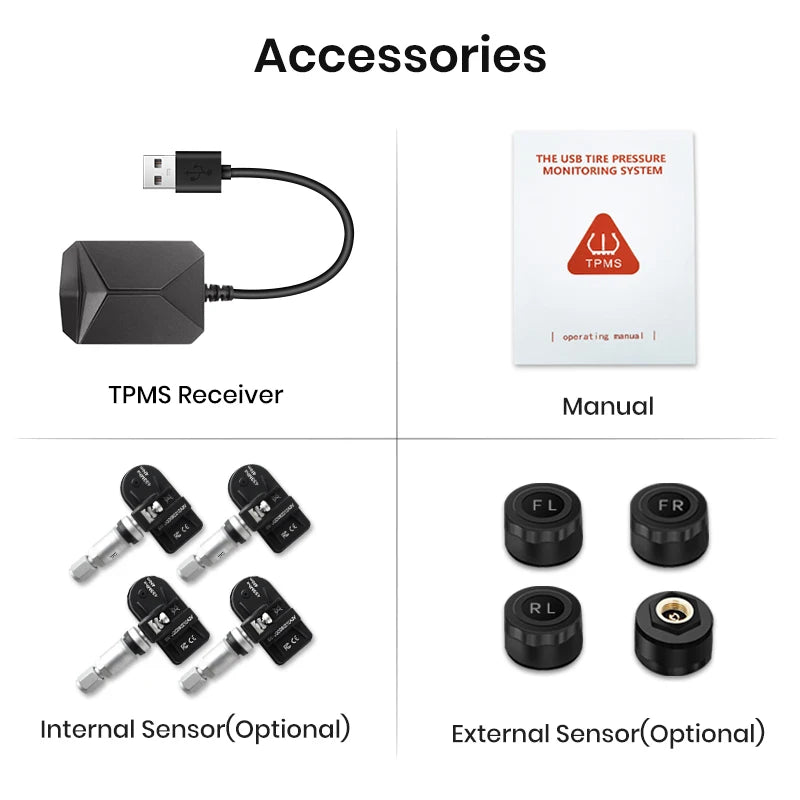 USB Tire Pressure Monitoring System with Internal Sensors