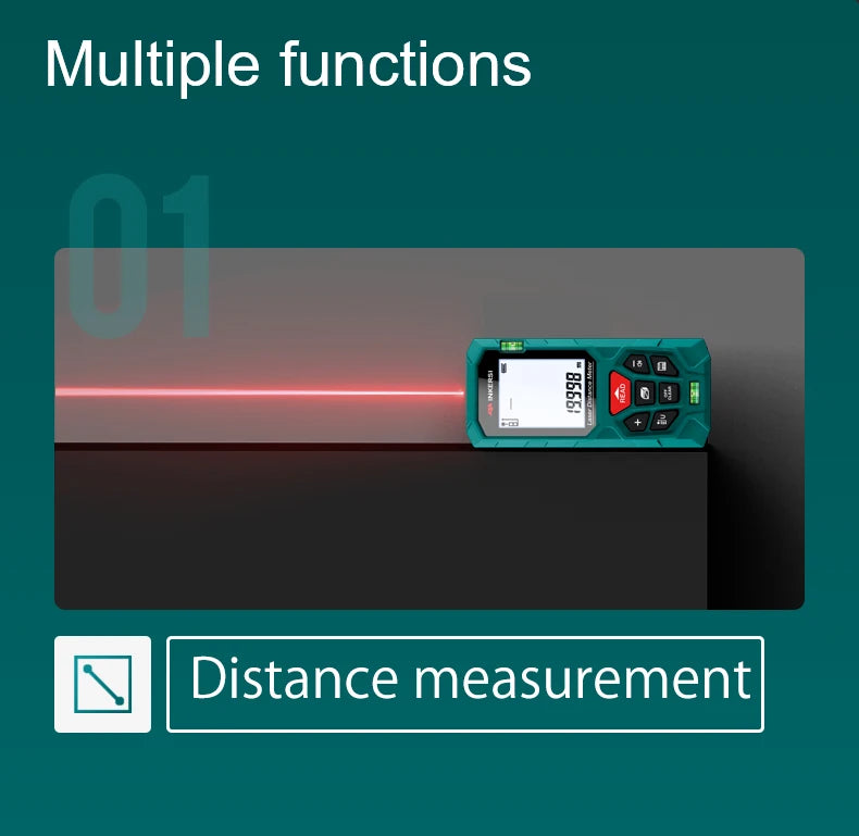 Laser Distance Meter 40M–120M ±2mm Digital Rangefinder Tool