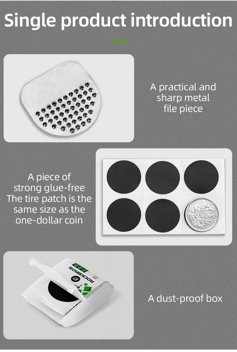 Glue-Free Bicycle Tire Repair Kit for Road & Mountain Bikes
