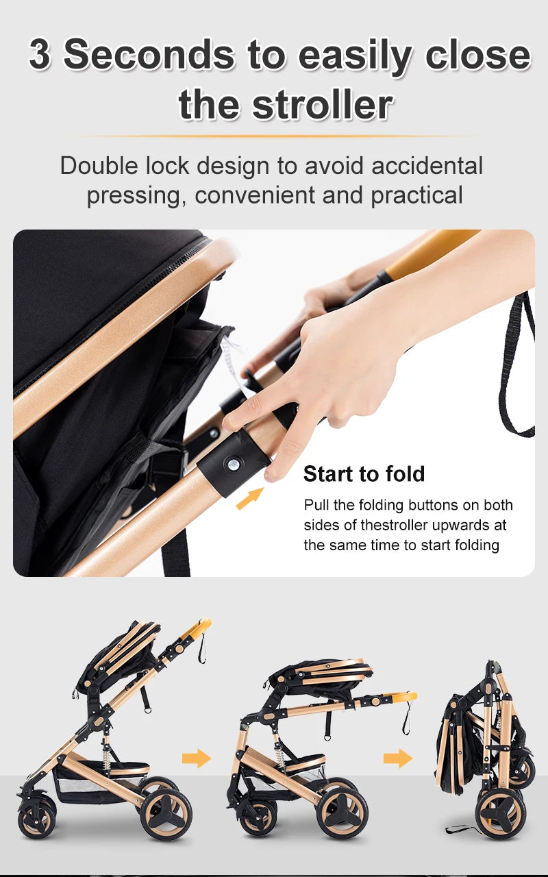 Luxury Baby Stroller 3‑in‑1 Travel System With Car Seat