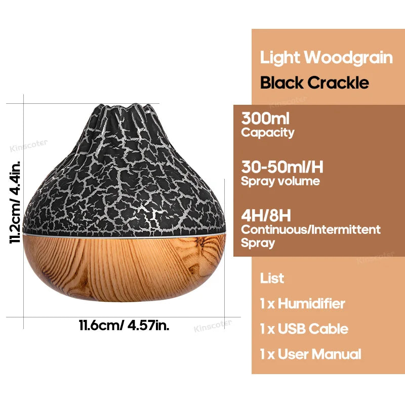 Humidificador de secretária USB de 300ml com luz colorida