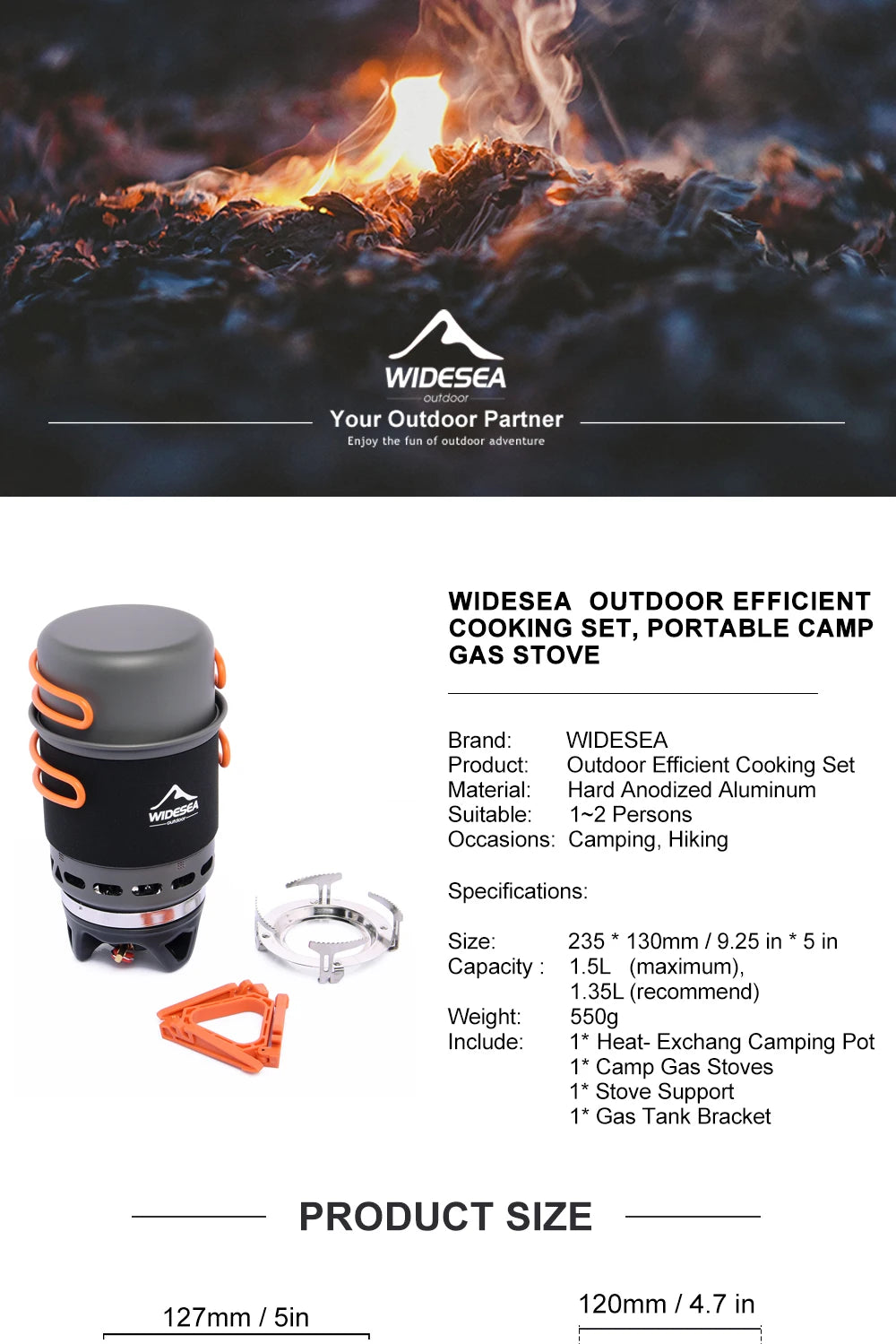 Camping Cooking System with Heat Exchanger