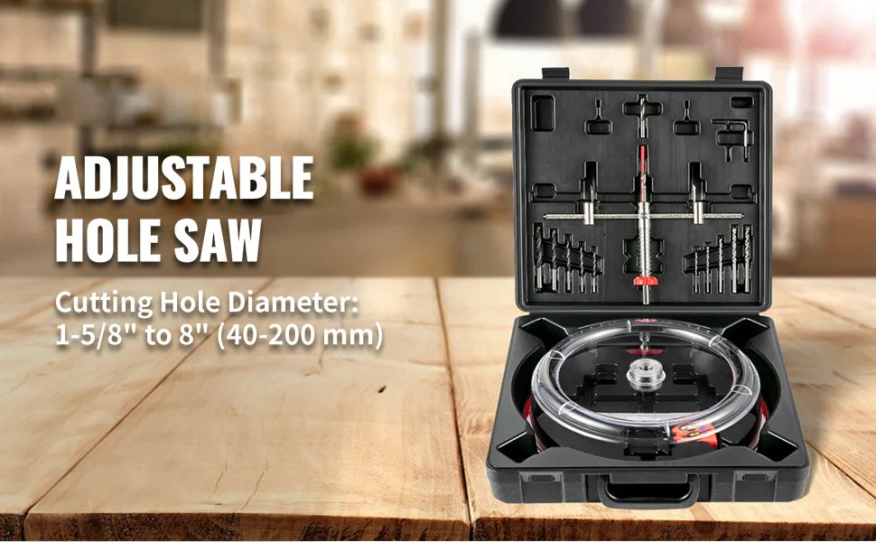 SucceBuy 40-200mm 40-300mm Adjustable Steel Hole Saw Cutter Kit w/ Shield Hole Cutter Drill Bit DIY Tool Sheetrock Veneer Slate