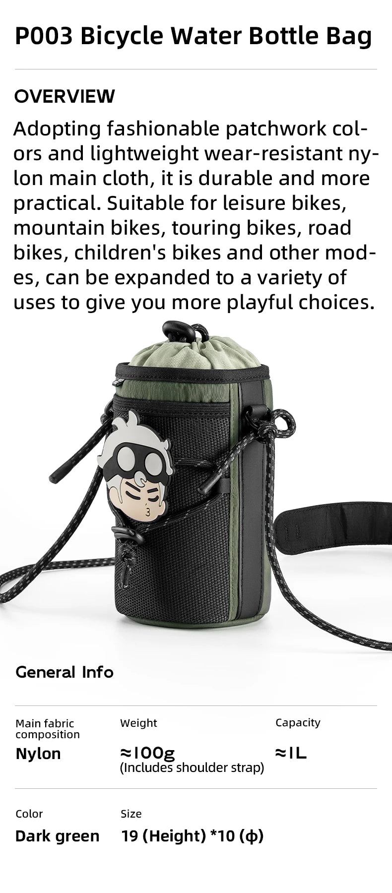 Bicycle Handlebar Bag 1L Light & Rainproof Bottle Carrier
