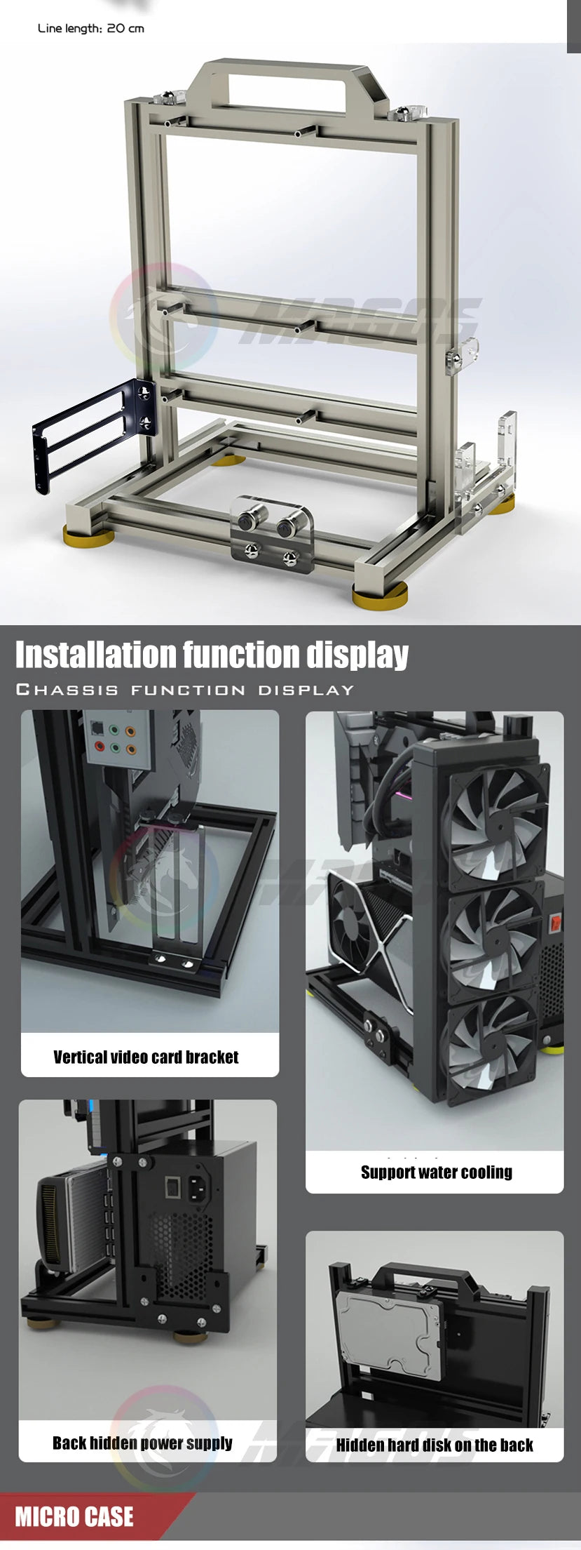 MOD Gamer-behuizing, DIY ITX MATX ATX PC-behuizing open frame rek, waterkoeler desktop computer gaming chassis, verticale persoonlijkheid