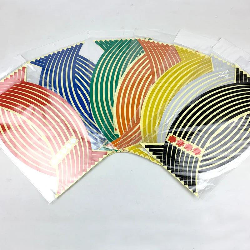 1set 18" Reflective Motorcycle Car Tire Decals Trim Strips Universal Rim Tape Strips Waterproof Bike Wheel Sticker Moto Decal