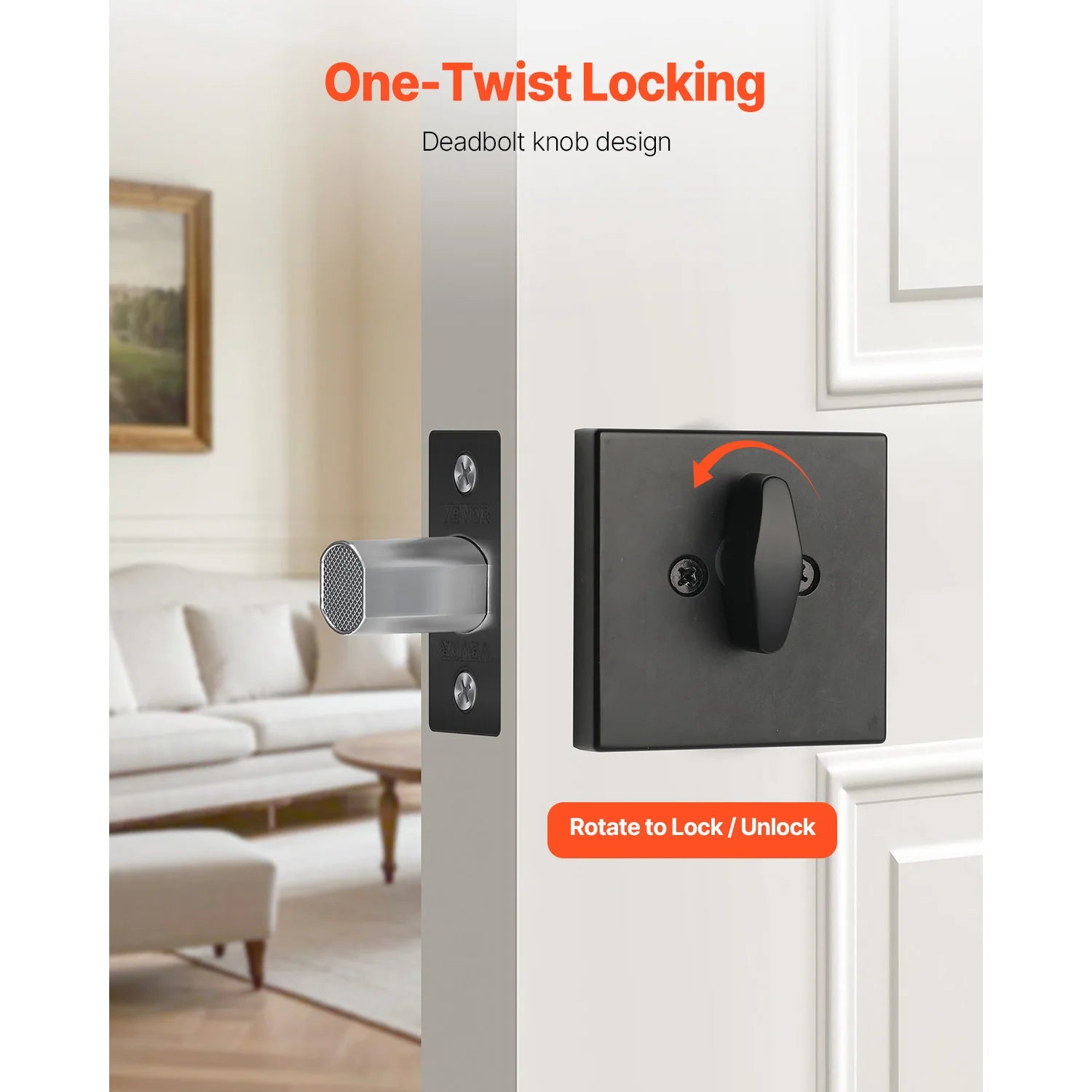 Single Cylinder Deadbolt Lock with 3 Keys for Interior & Exterior Doors