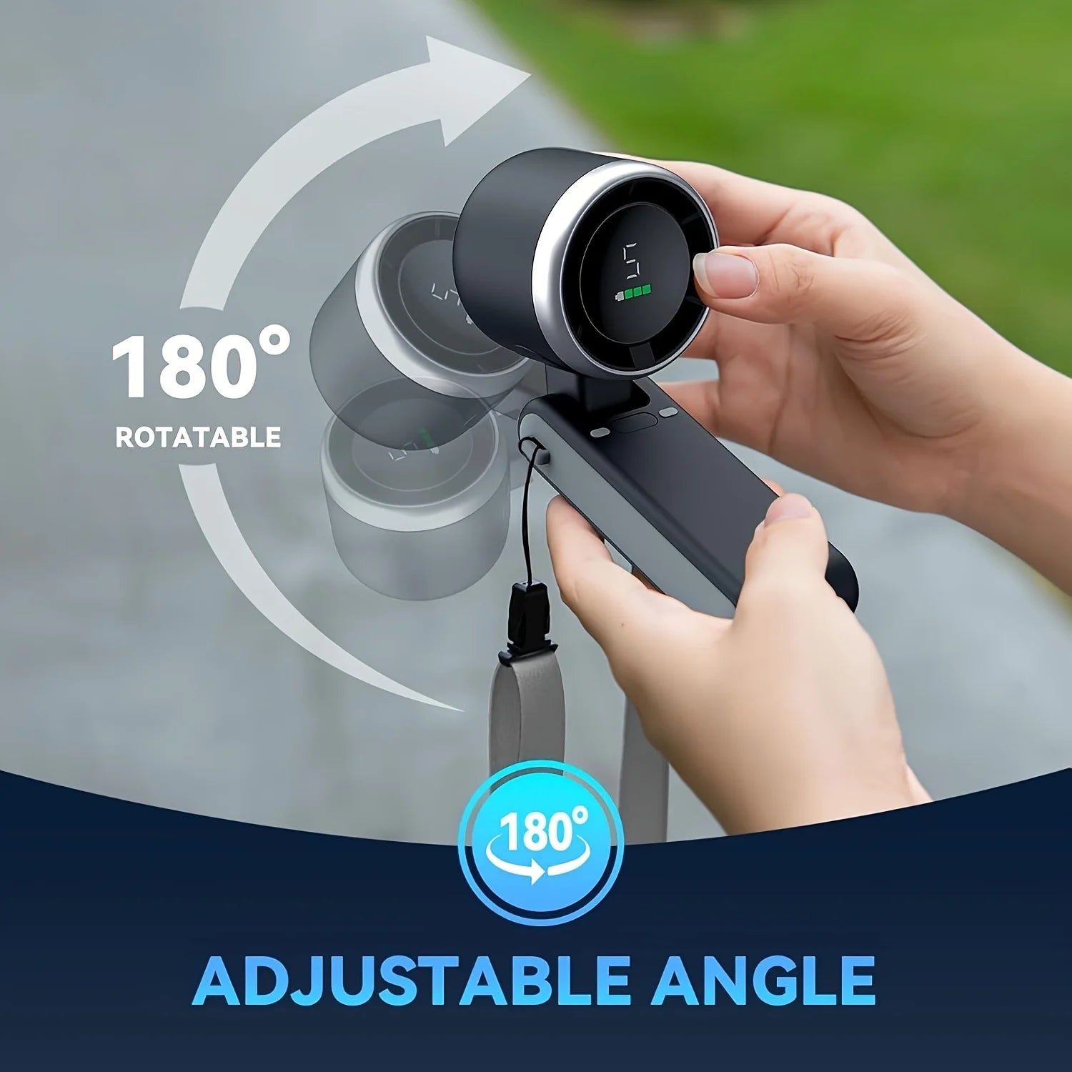 Foldable USB Rechargeable Handheld Fan, 5-Speed Quiet Cooling
