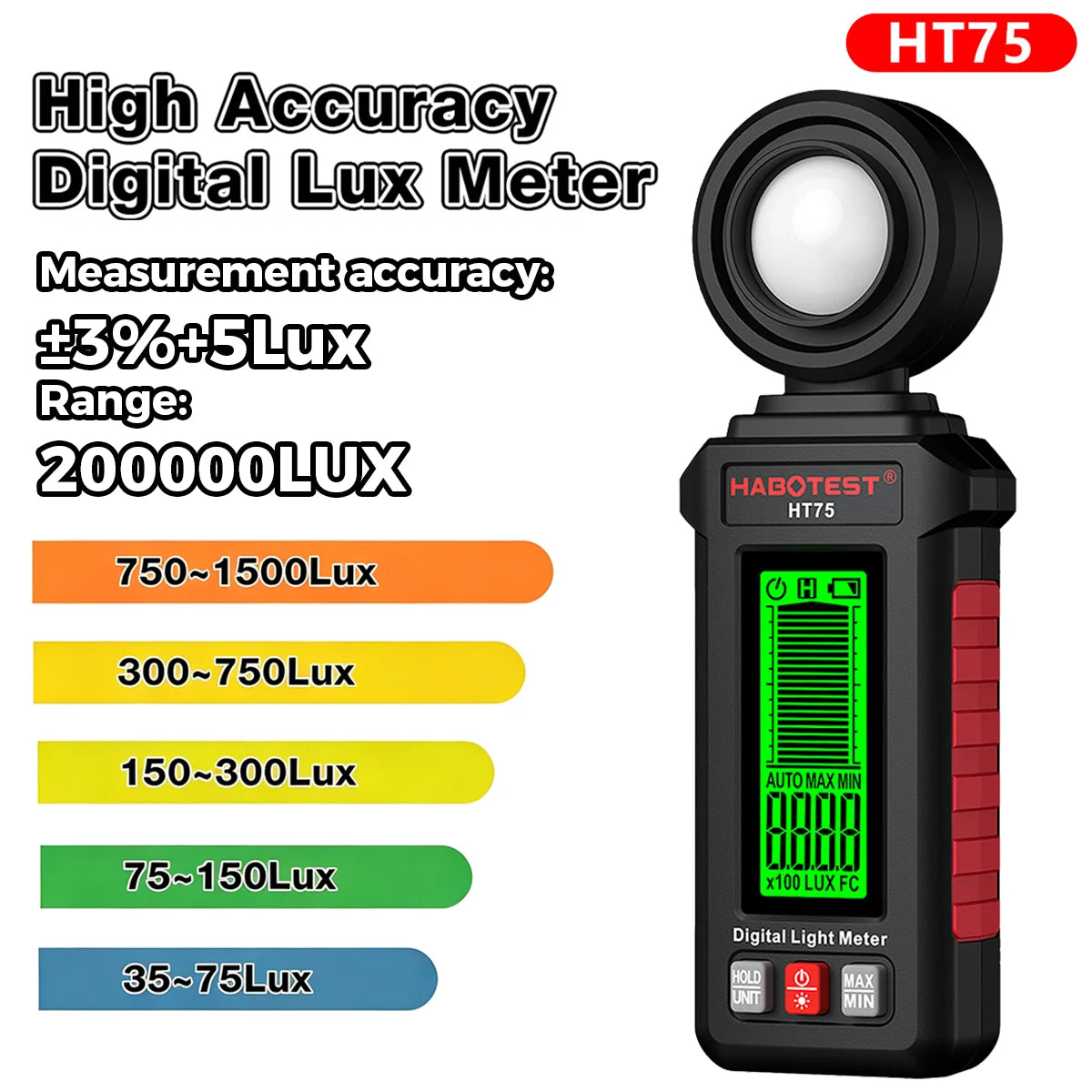 HT75 Digital Light Meter - Lux and Foot-Candles