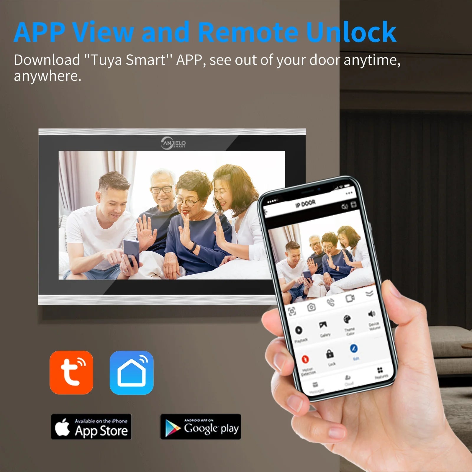 Fingerprint 5in1 Unlock Wifi Doorbell Video Intercom System For Home Doorphone Tuya Smart 1080P Touch Monitor Security Protect